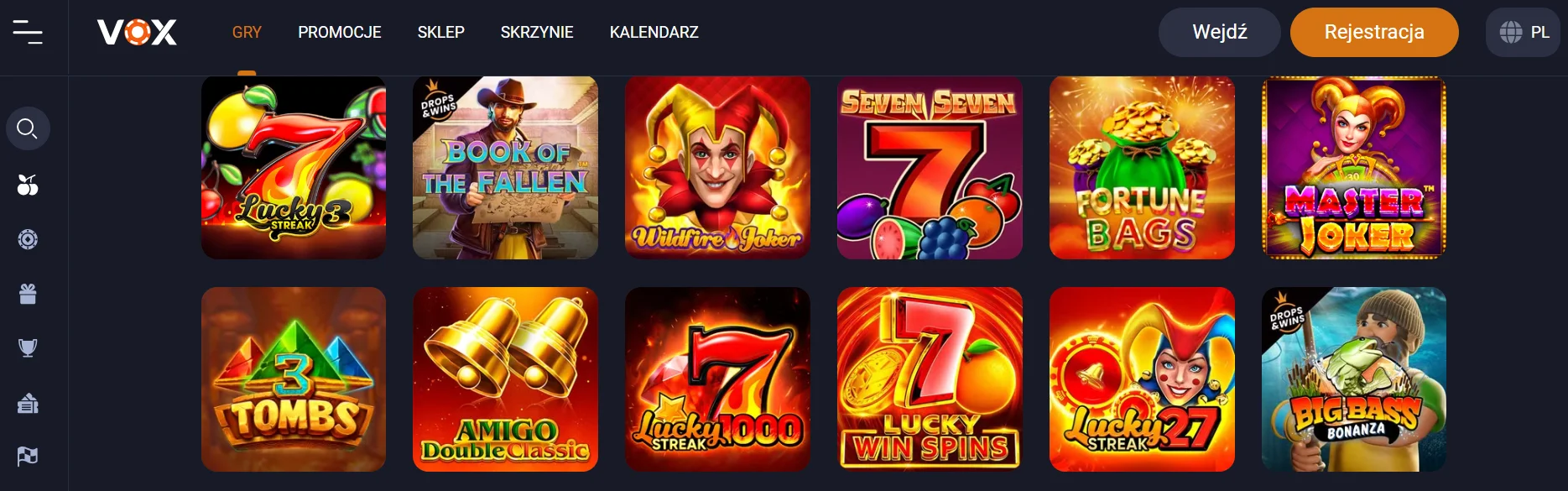VOX Casino – zrzut ekranu